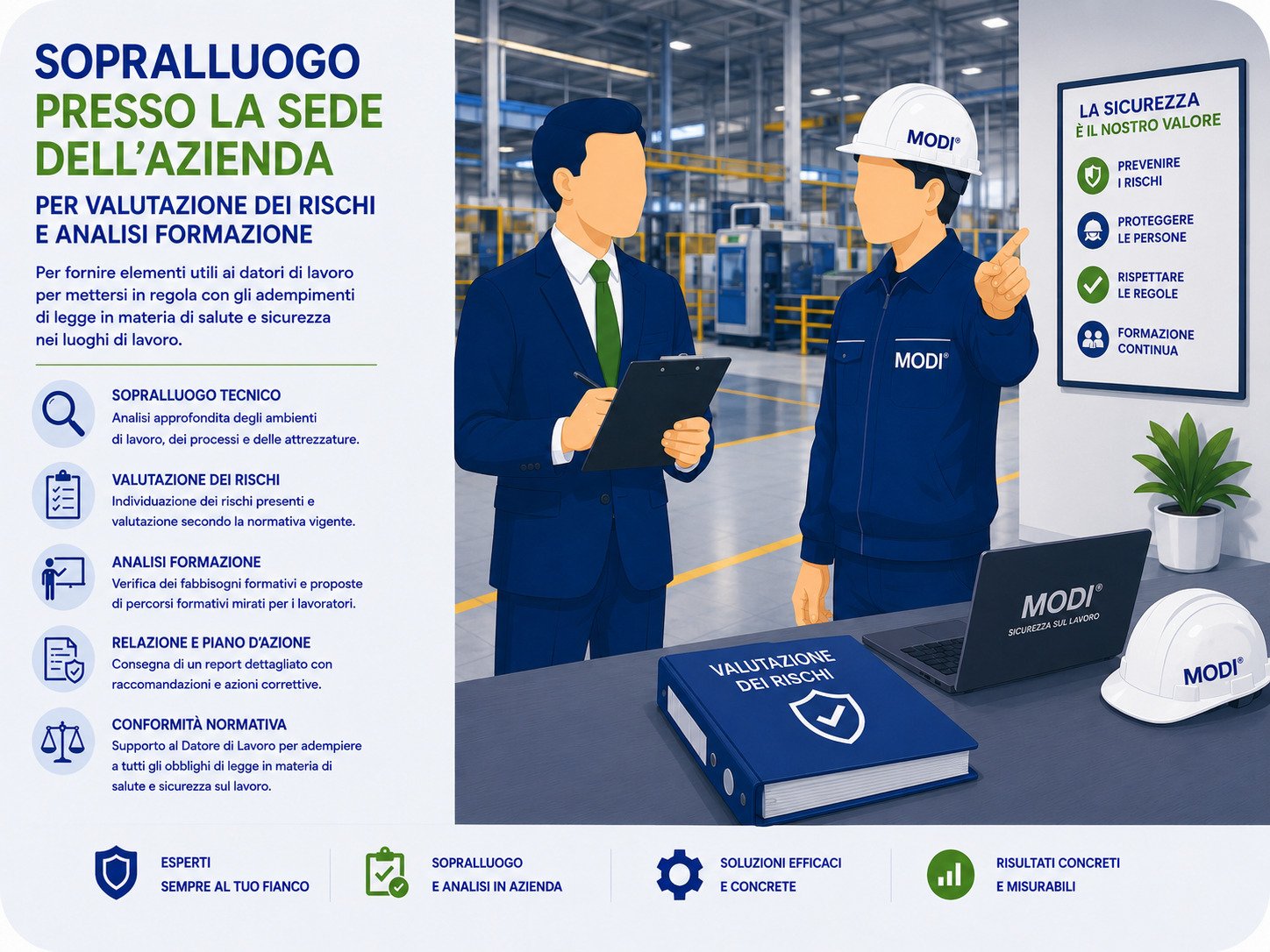 Sopralluogo tecnico in azienda – analisi gratuita sicurezza sul lavoro MODI SRL