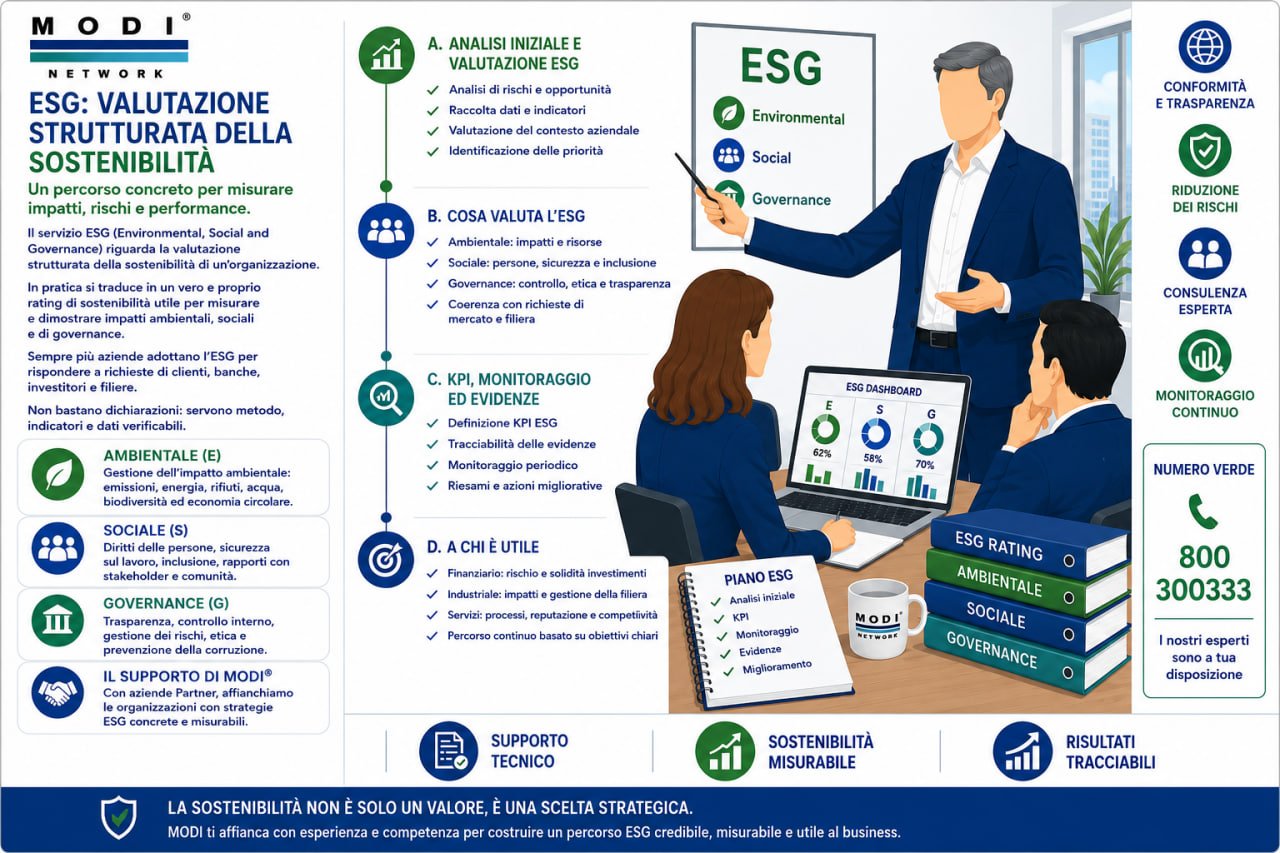 Consulenza ESG sostenibilità aziendale Environmental Social Governance – MODI Network