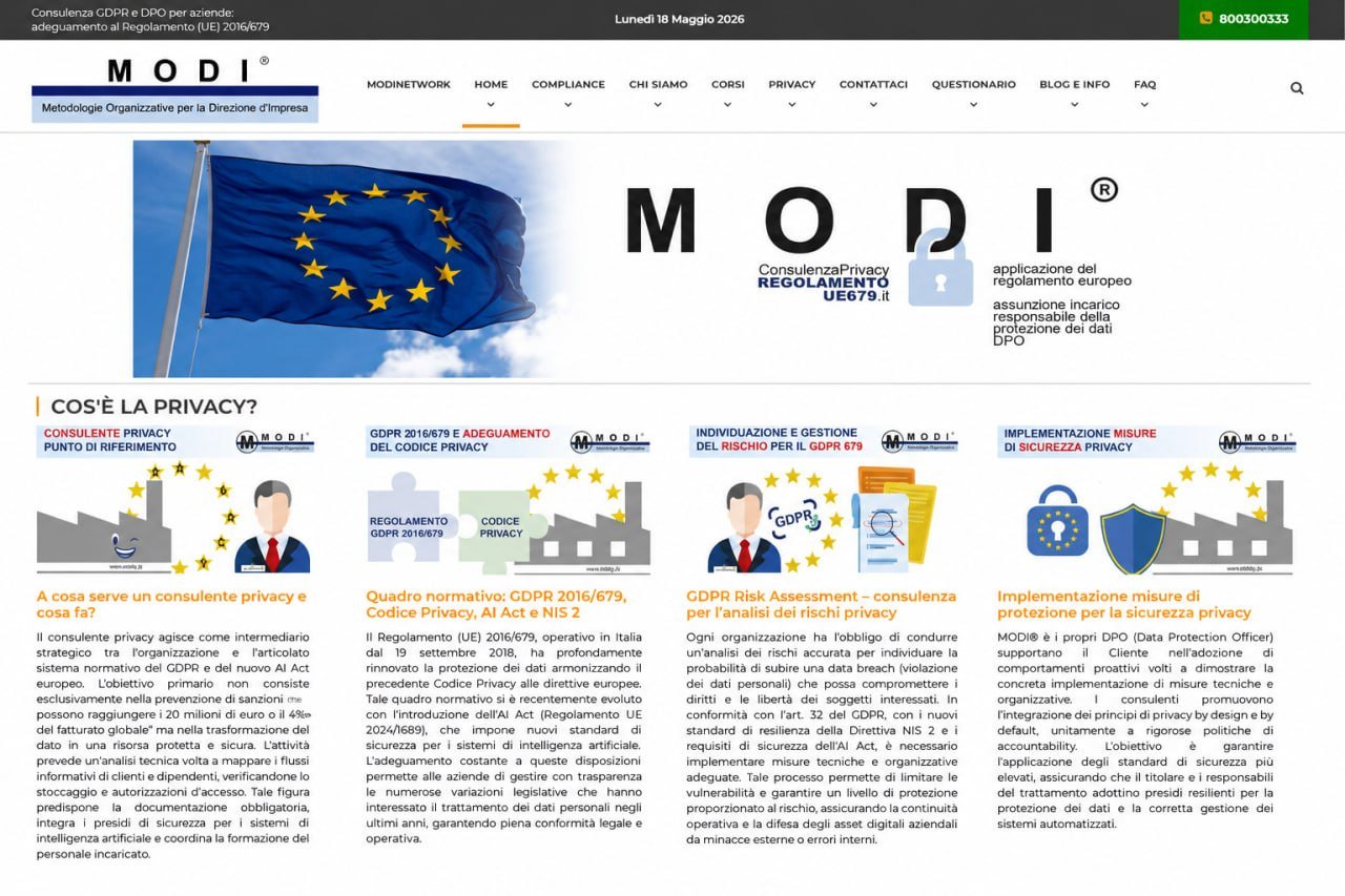 Privacy GDPR DPO Regolamento UE 2016 679 MODI SRL