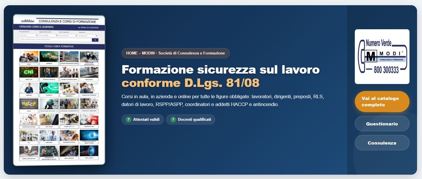 Catalogo MODI SRL - oltre 200 corsi e-learning, sicurezza in inglese e spagnolo
